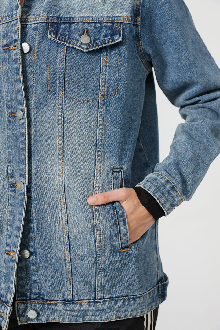 Fur Blue Denim Jacket