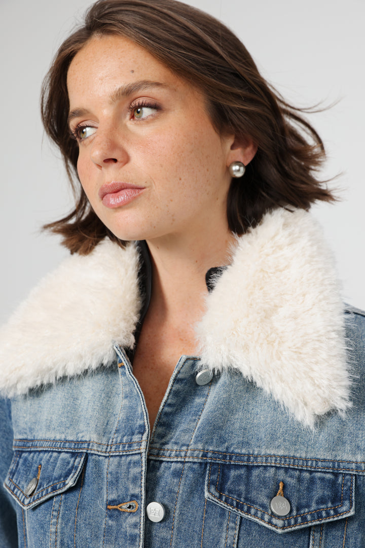 Fur Blue Denim Jacket