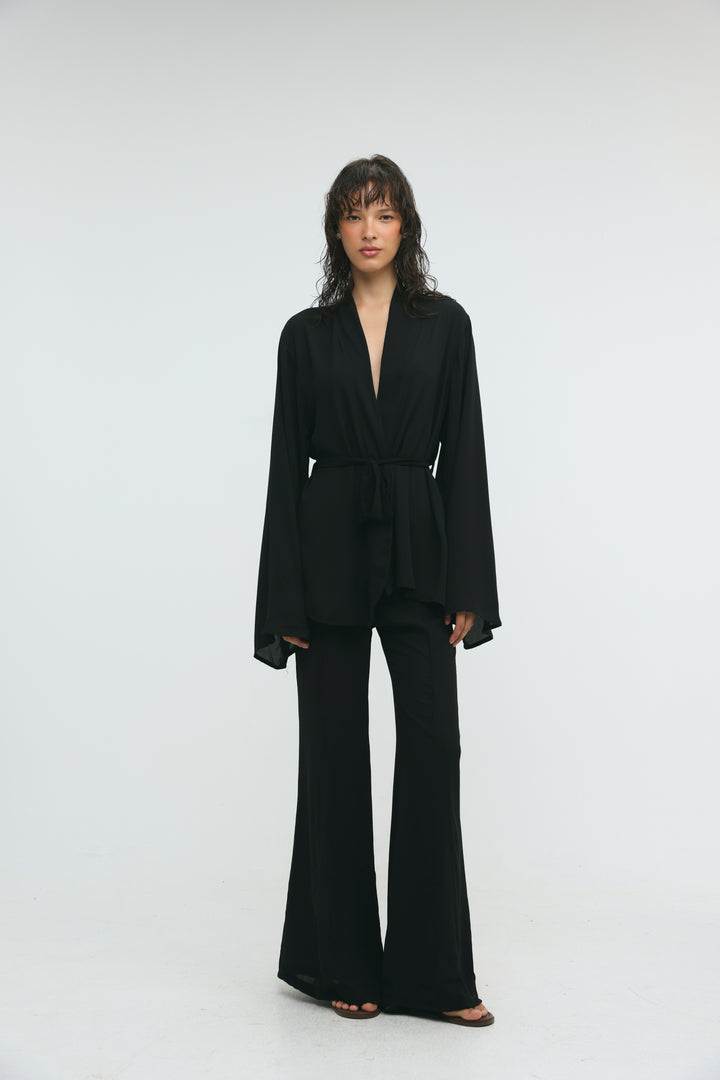 Paros Black Kimono