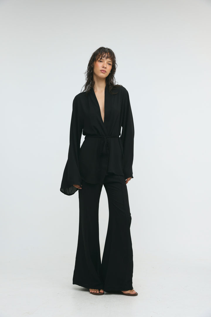 Paros Black Kimono