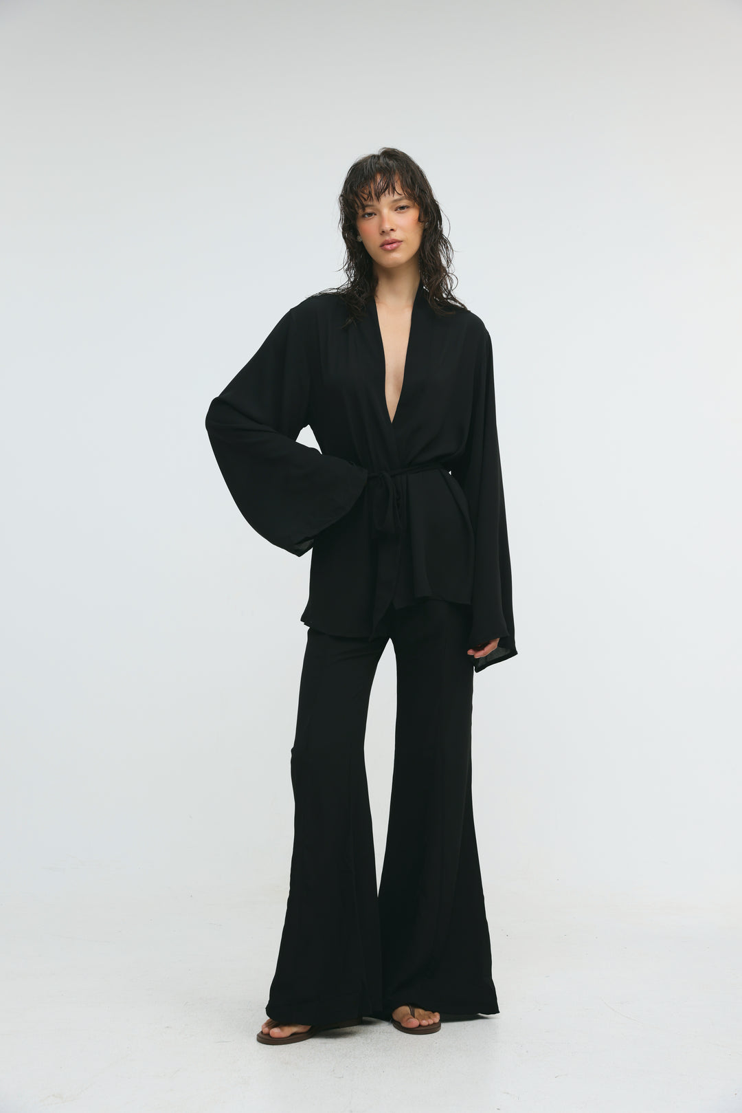 Paros Black Kimono