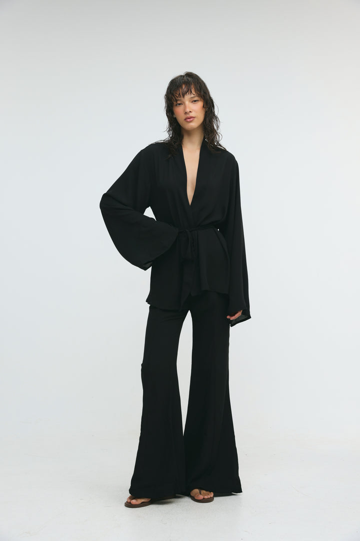Paros Black Kimono