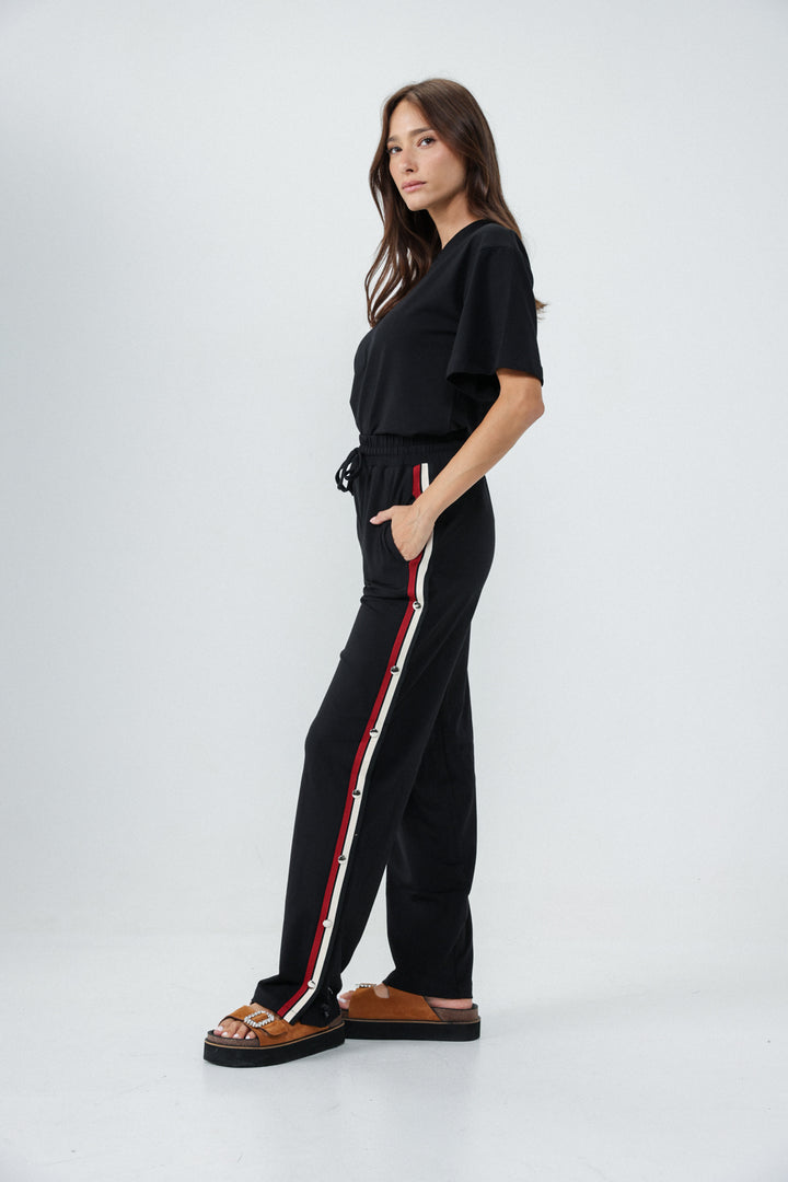 Popper Black Striped Joggers