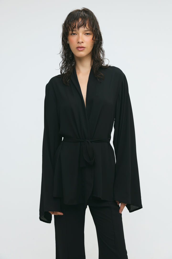 Paros Black Kimono