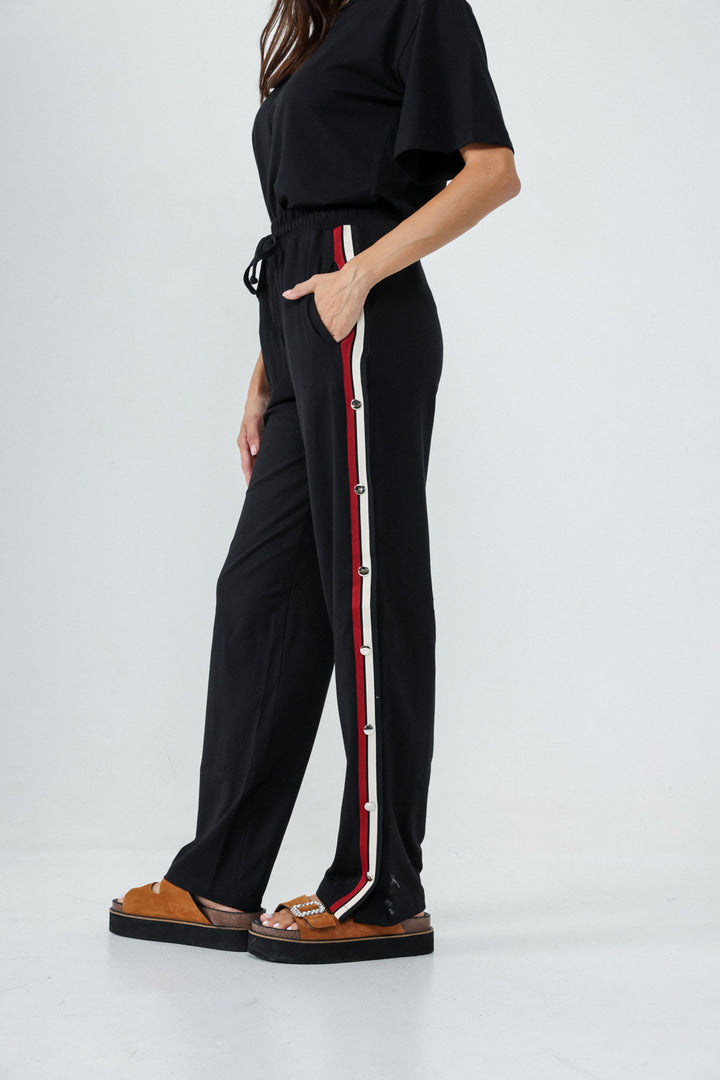 Popper Black Striped Joggers