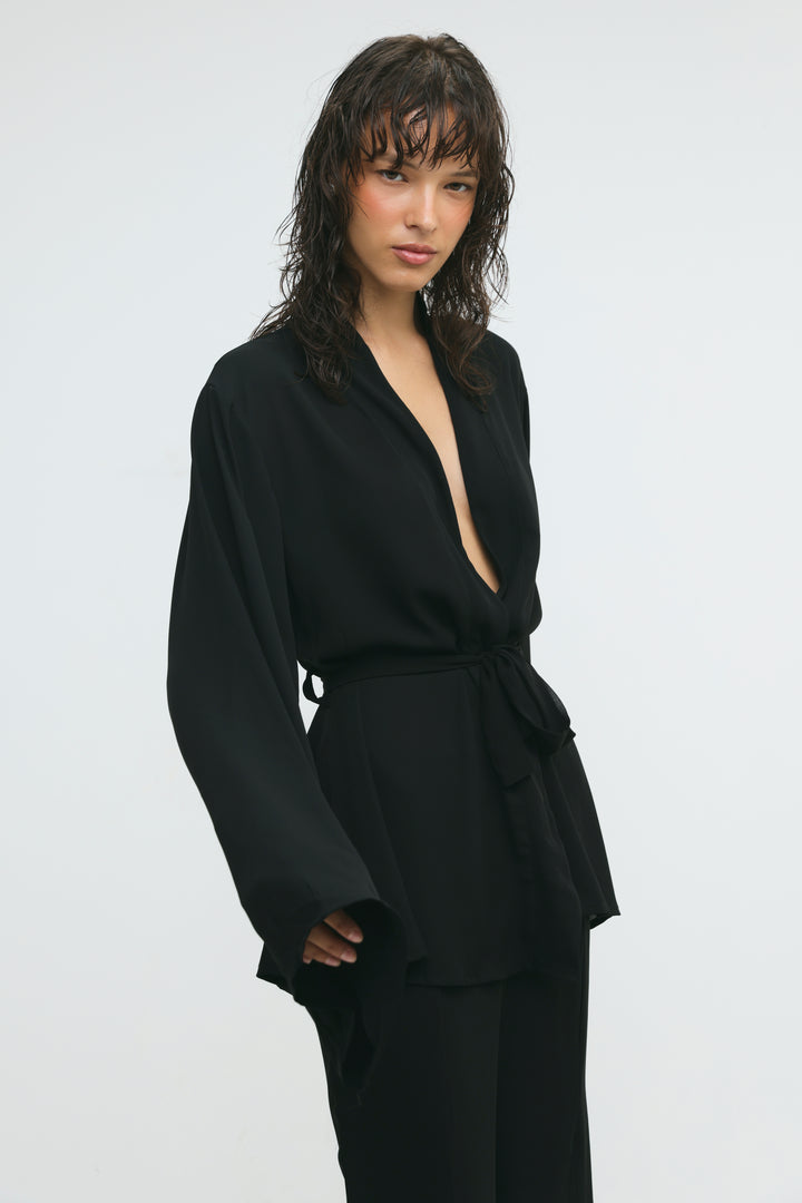 Paros Black Kimono
