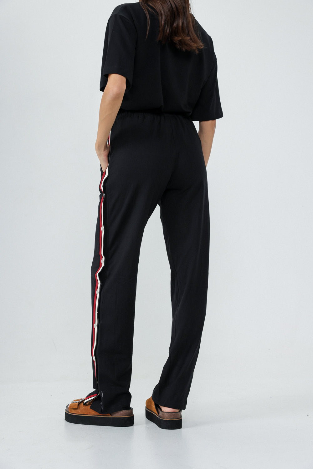 Popper Black Striped Joggers