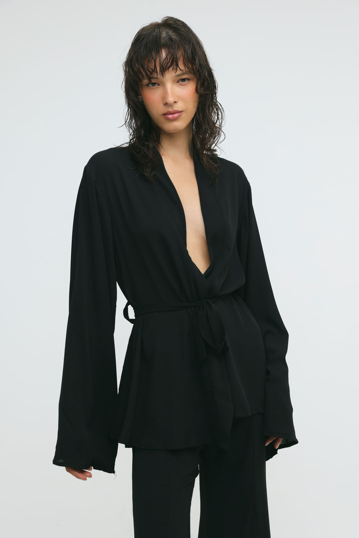 Paros Black Kimono