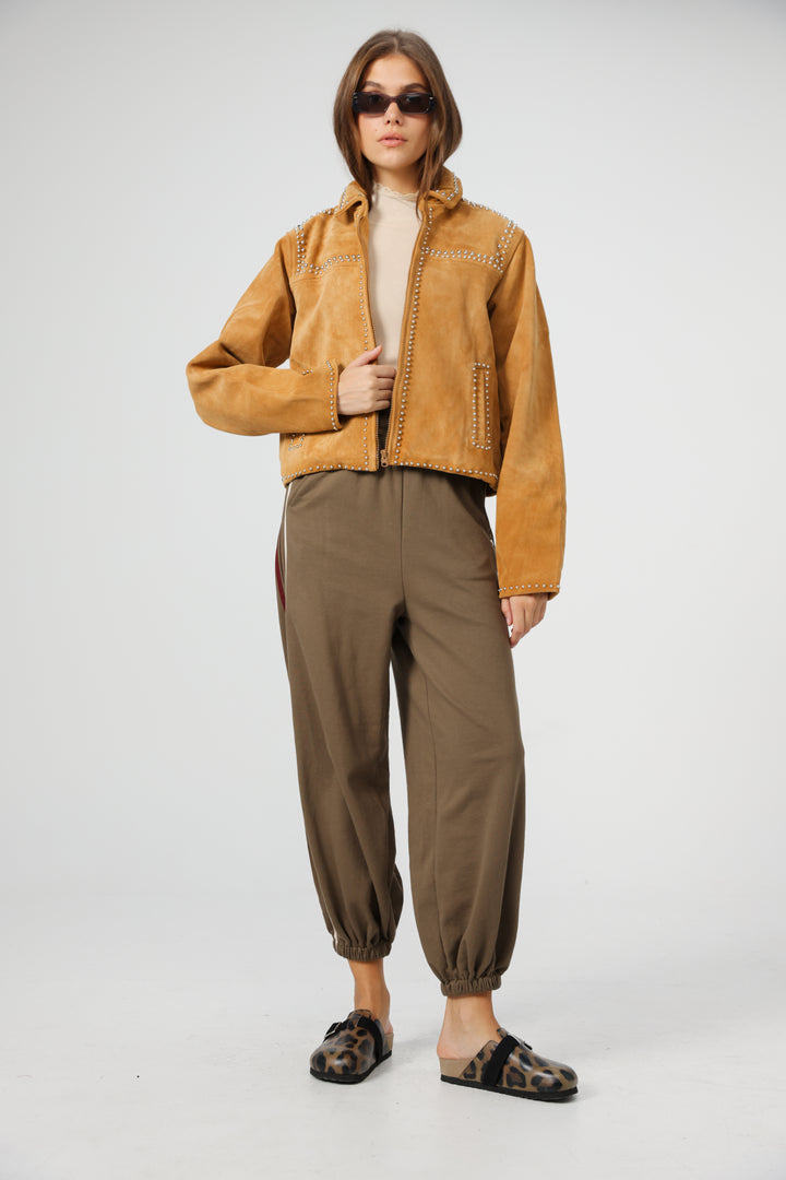 ג'קט זמש בצבע קאמל נשים Alive Camel Suede Jacket