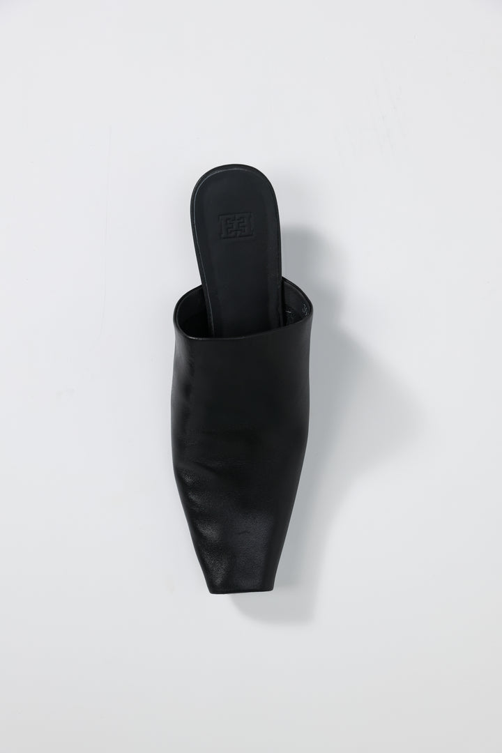 Black Leather Mules