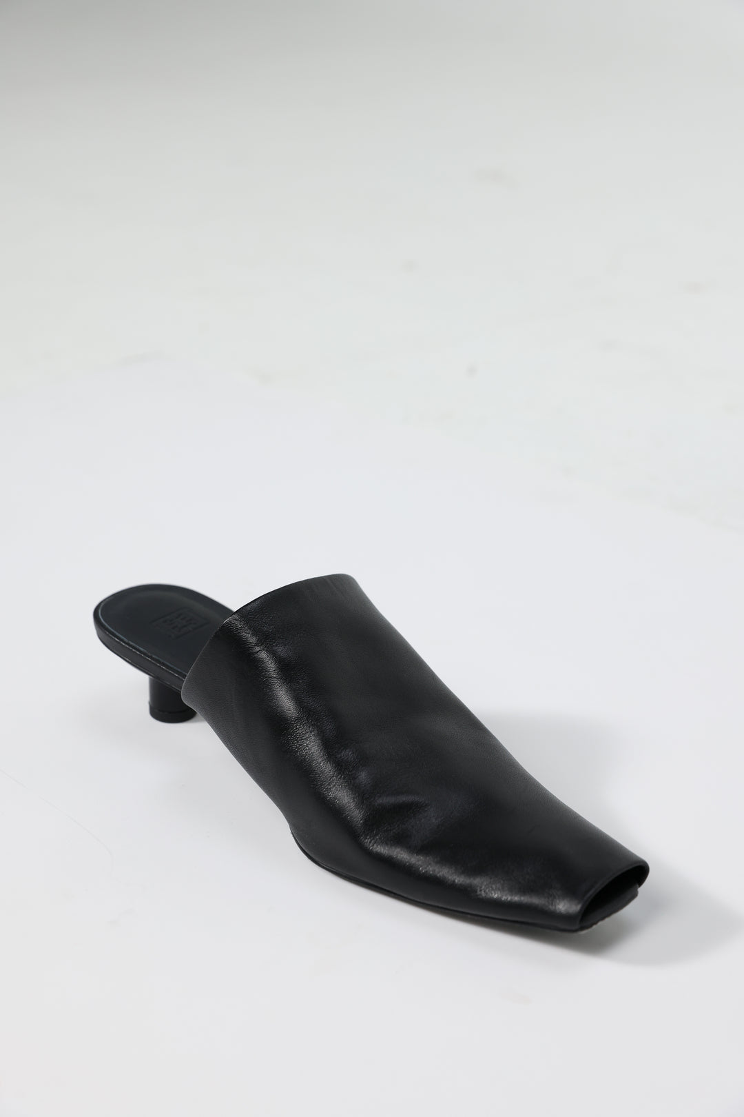 Black Leather Mules