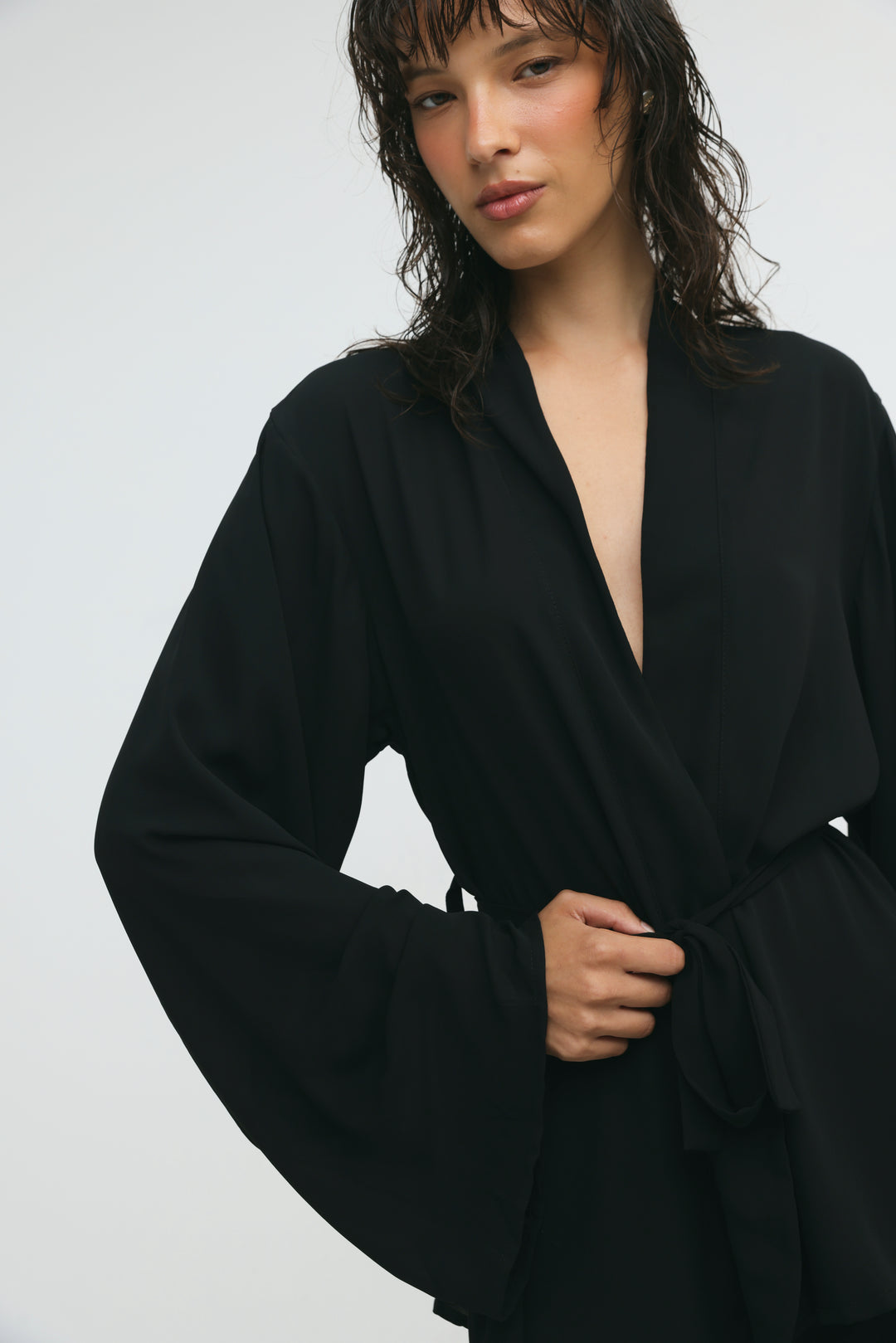 Paros Black Kimono