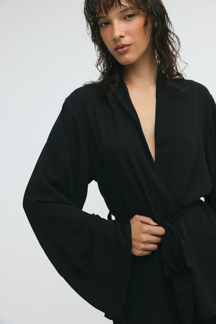Paros Black Kimono