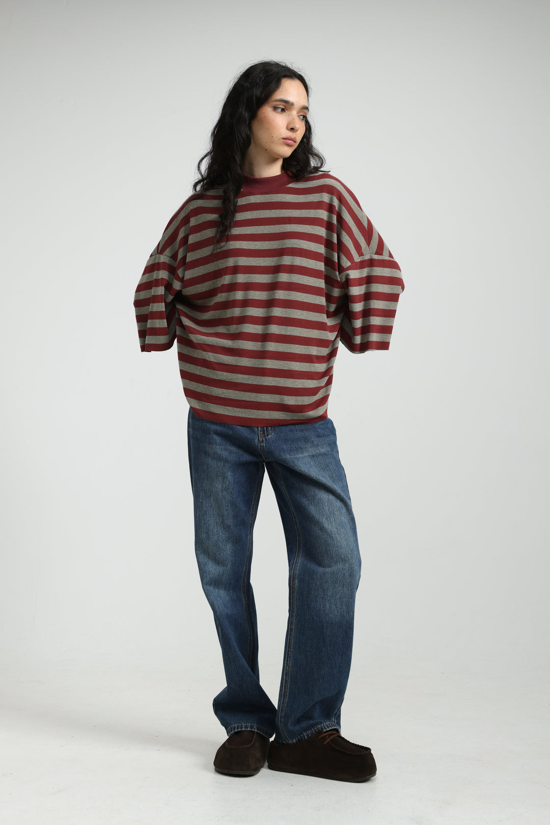 Boyfriend Wine Striped T-Shirt