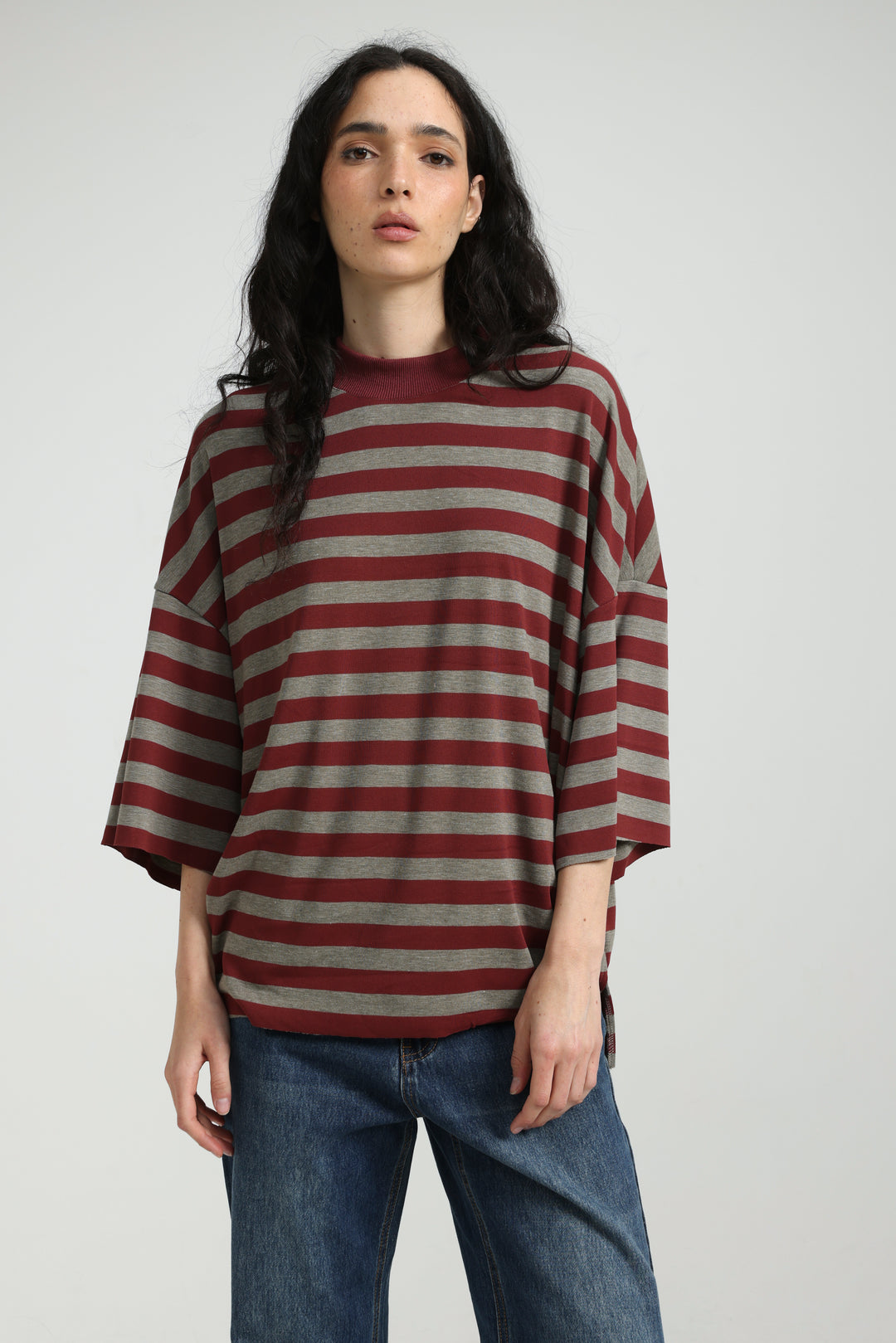 Boyfriend Wine Striped T-Shirt