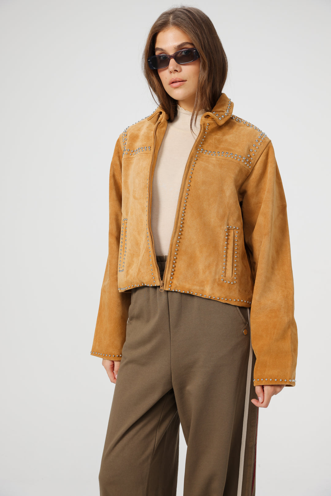 ג'קט זמש יוקרתי לאישה Alive Camel Suede Jacket