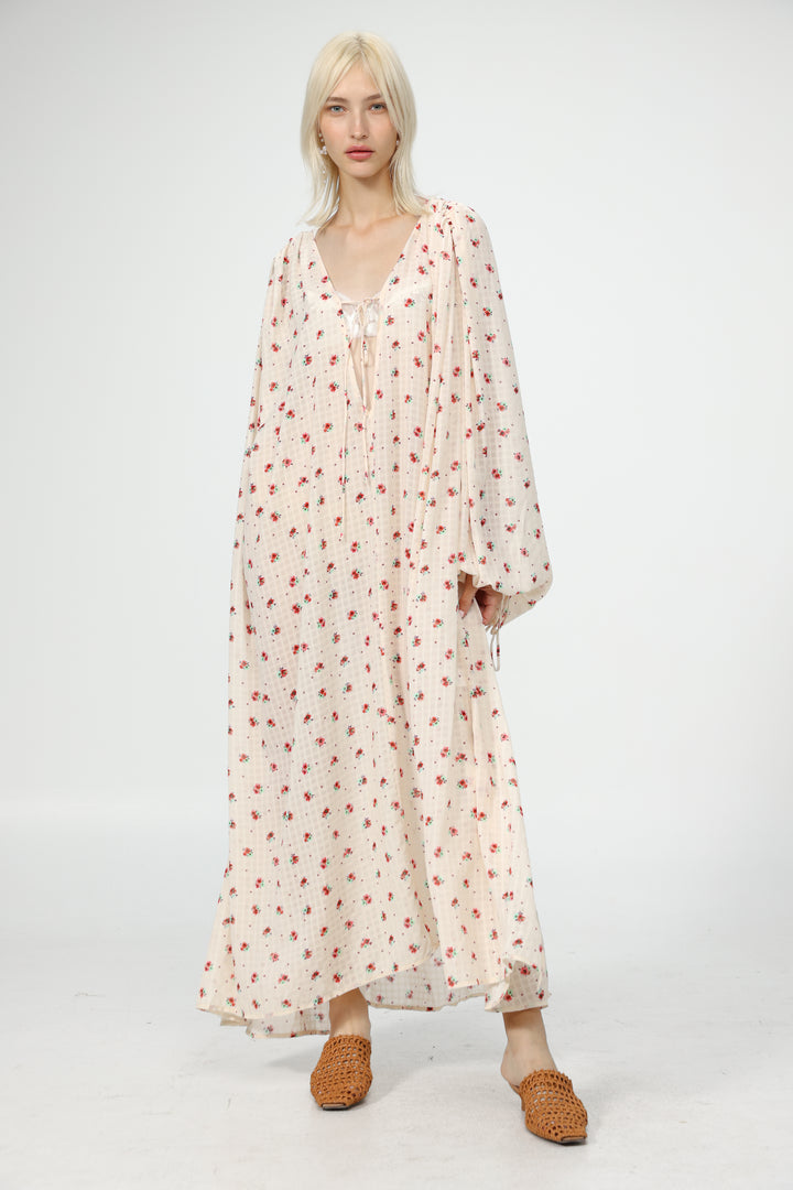 Oversized Cream Floral Maxi Dress