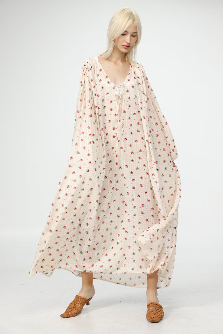 Oversized Cream Floral Maxi Dress