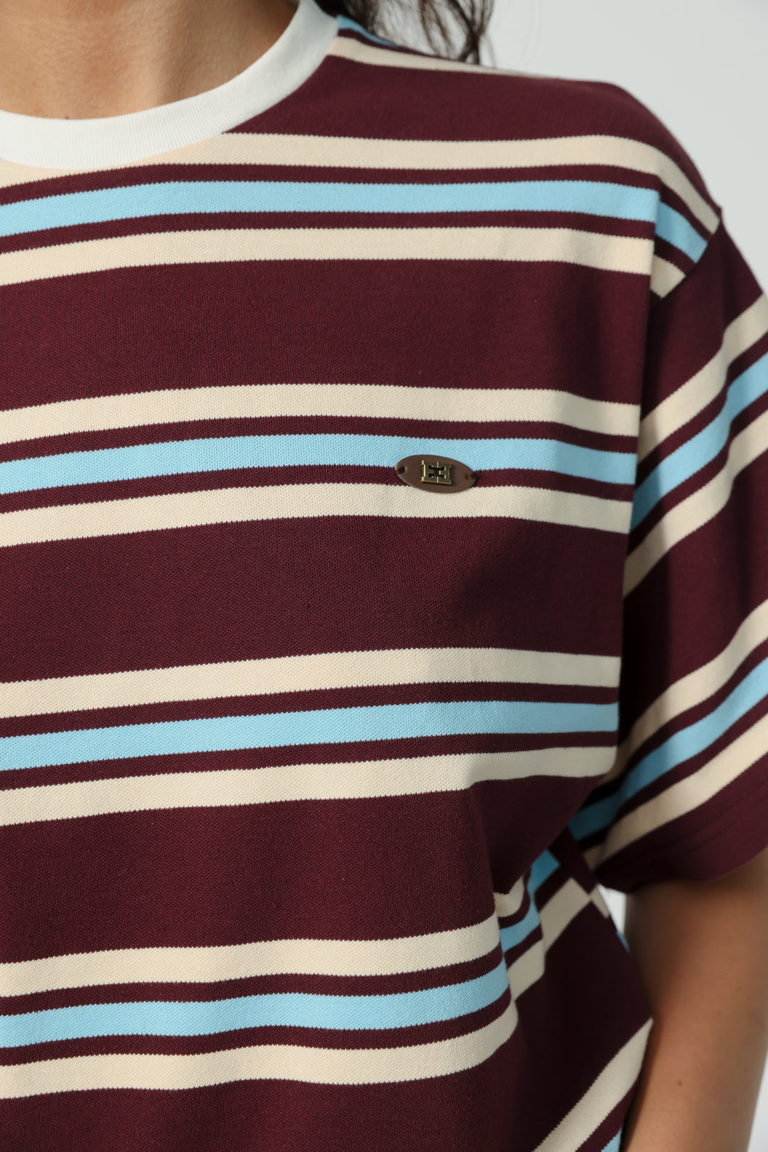 Federer Brown Striped T-Shirt