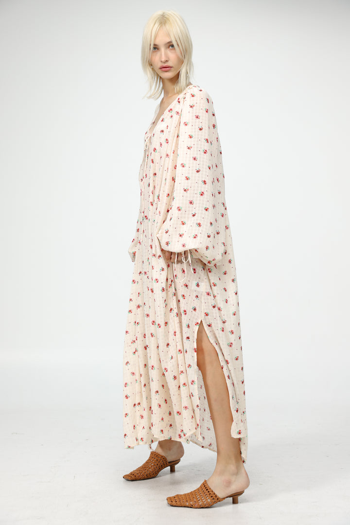 Oversized Cream Floral Maxi Dress