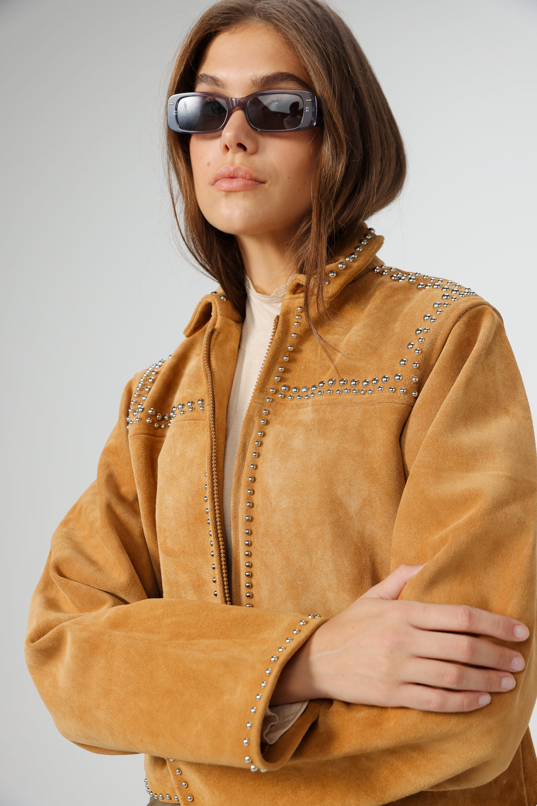 ז'קט זמש לאישה Alive Camel Suede Jacket