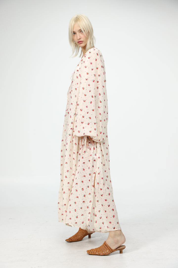 Oversized Cream Floral Maxi Dress