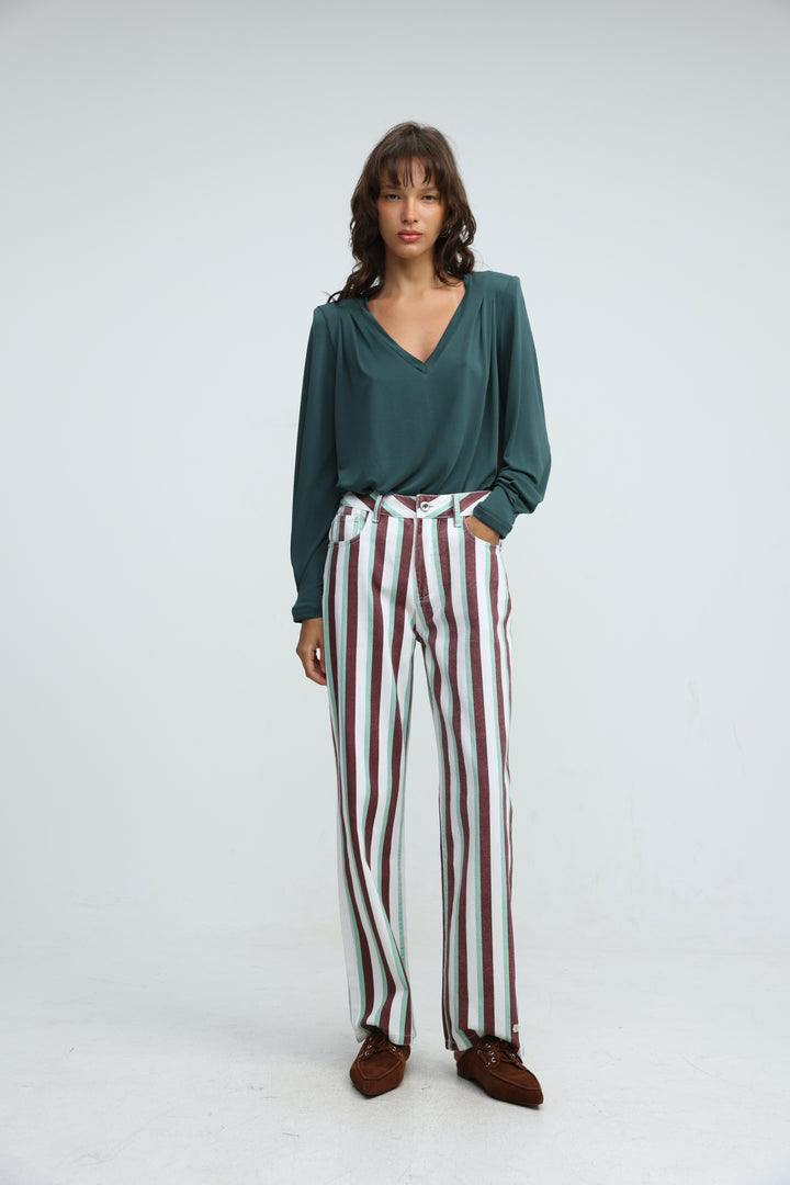 Star 280 Brown/Green Striped Denim