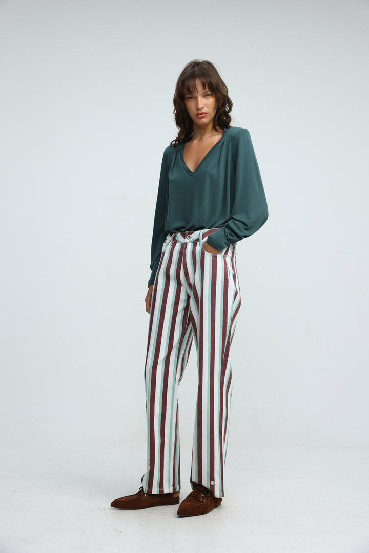 Star 280 Brown/Green Striped Denim