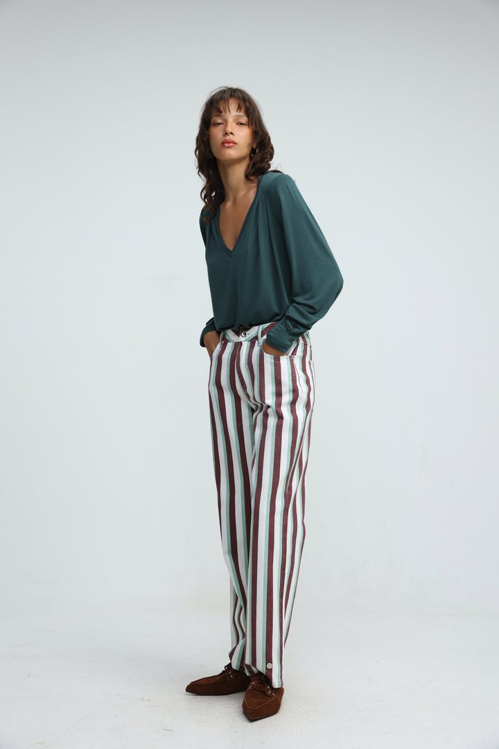 Star 280 Brown/Green Striped Denim