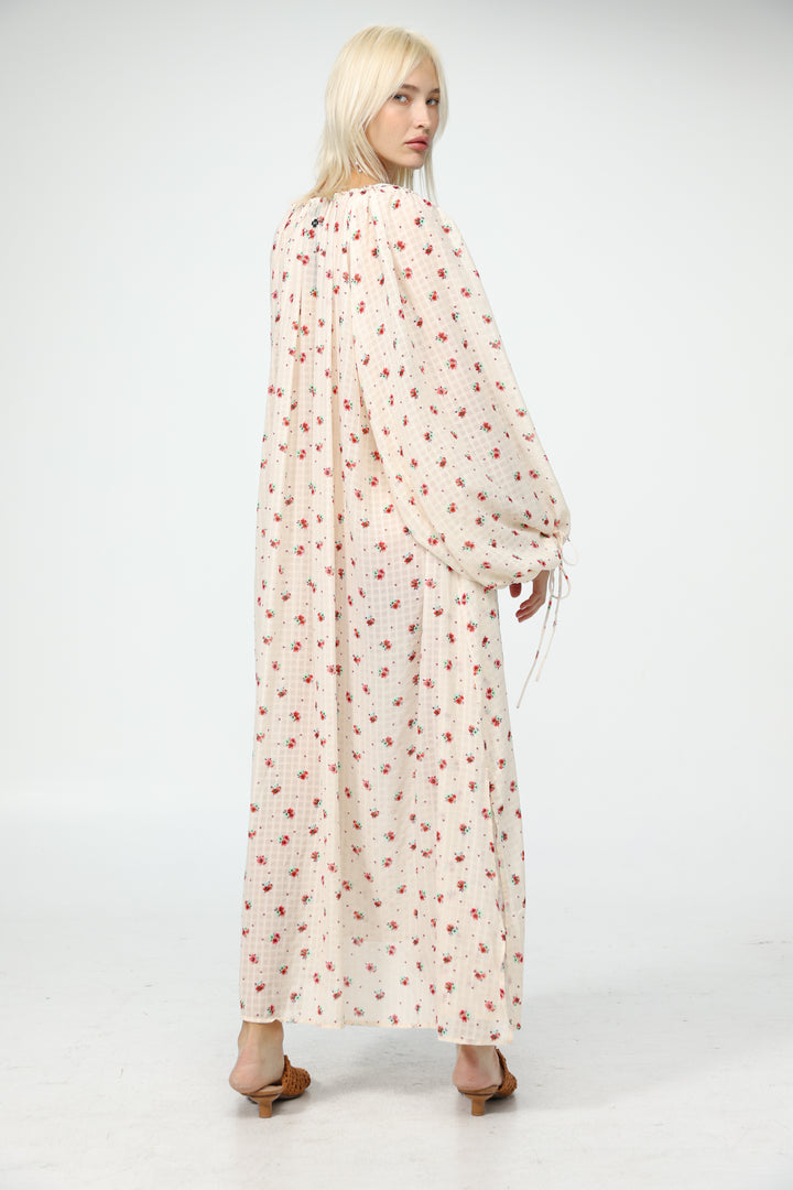Oversized Cream Floral Maxi Dress