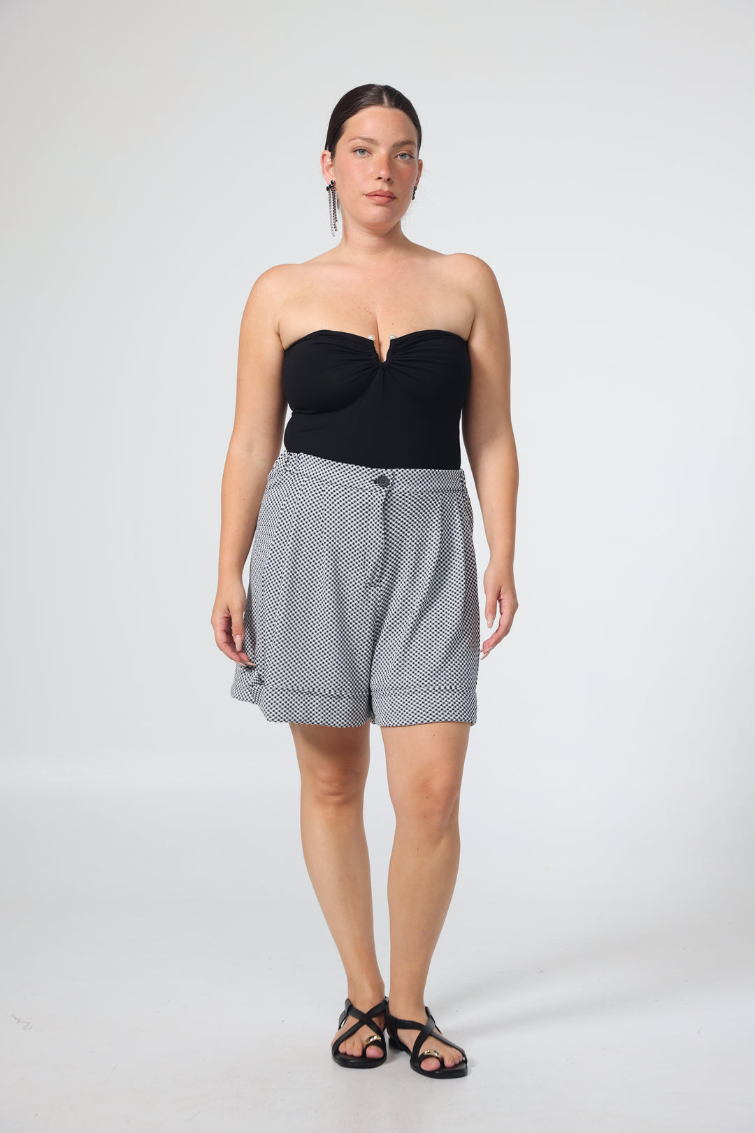 Pearls Black Strapless Top
