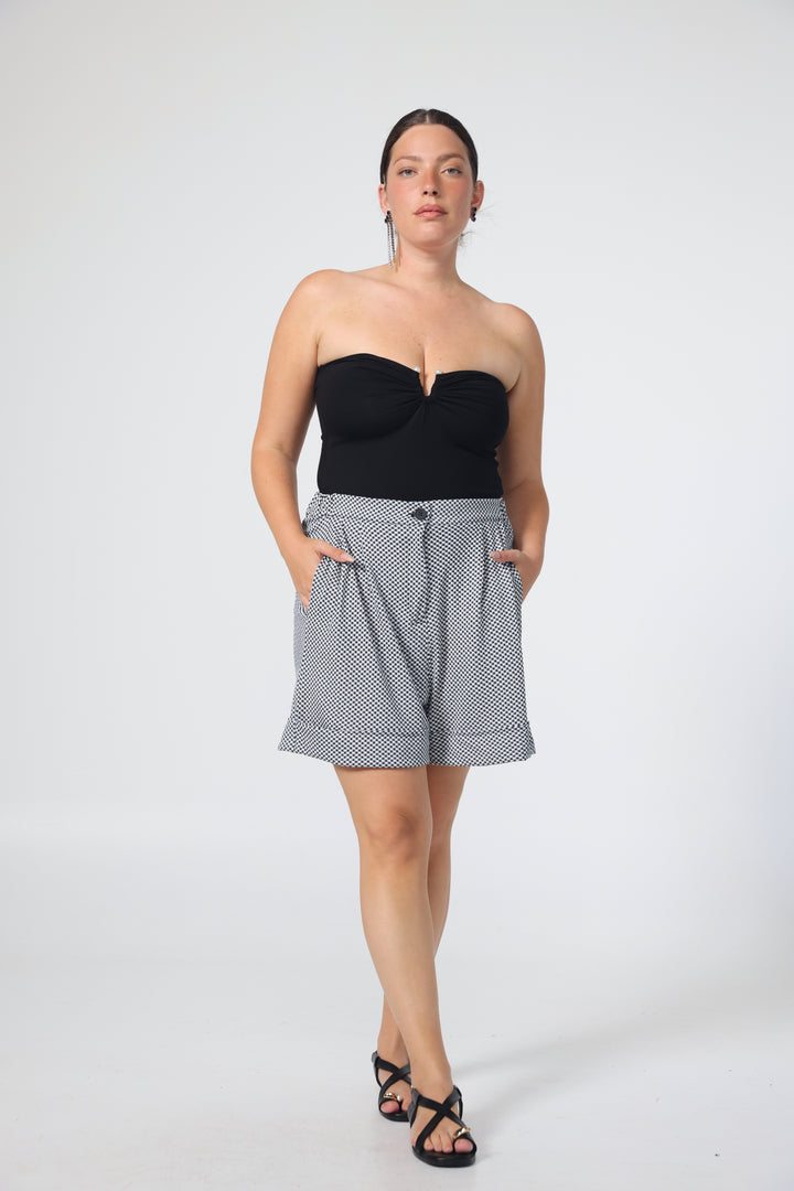 Pearls Black Strapless Top