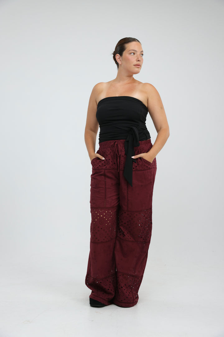 Willow Wine Strapless Top