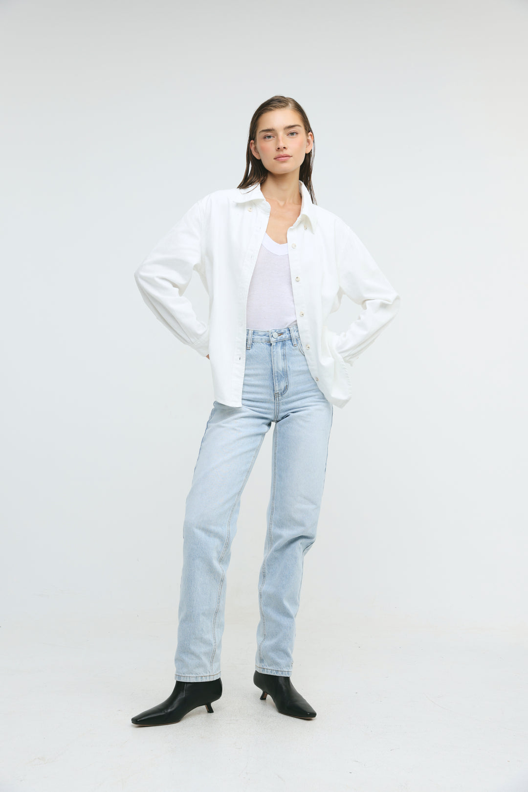 Leo Cream Denim Buttoned Shirt