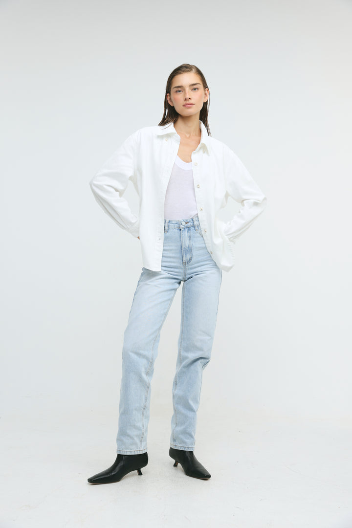 Leo Cream Denim Buttoned Shirt