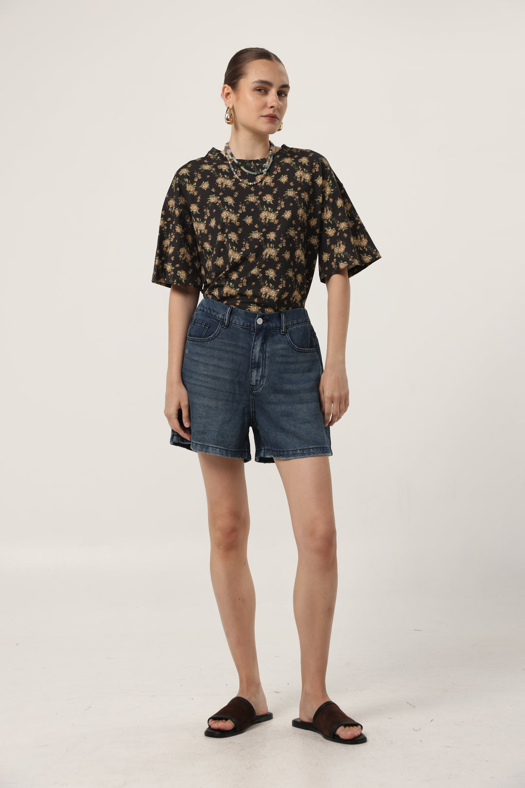 Lion Dark Blue Denim Shorts