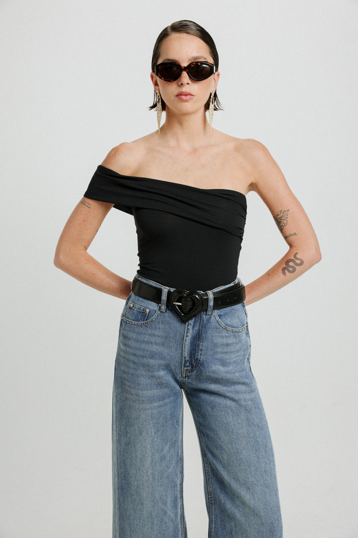 Sure Black One Shoulder Top