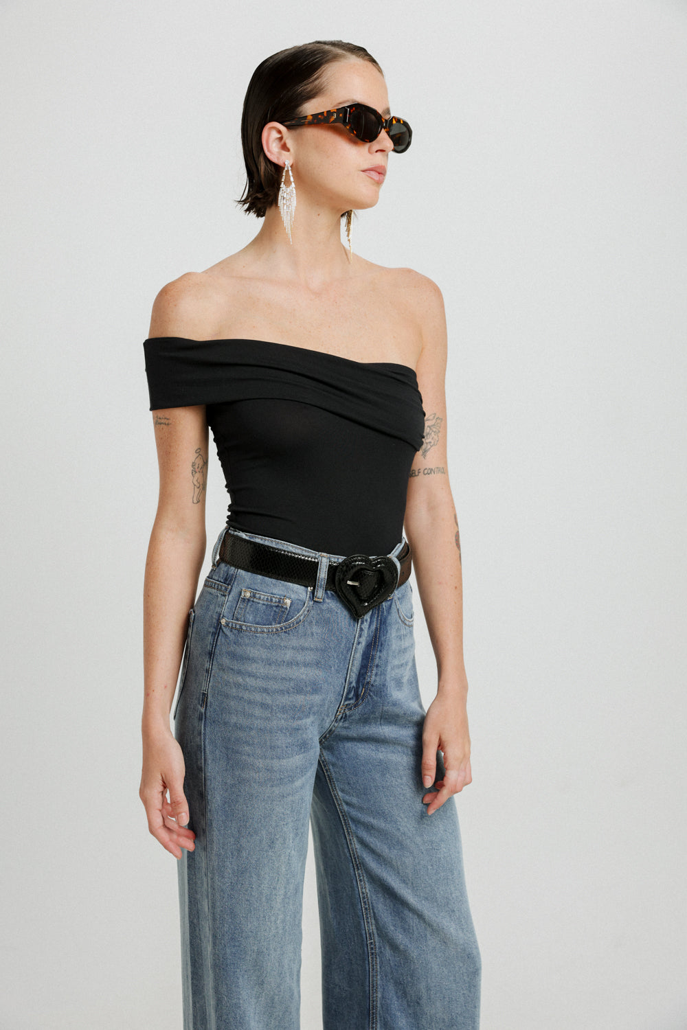 Sure Black One Shoulder Top