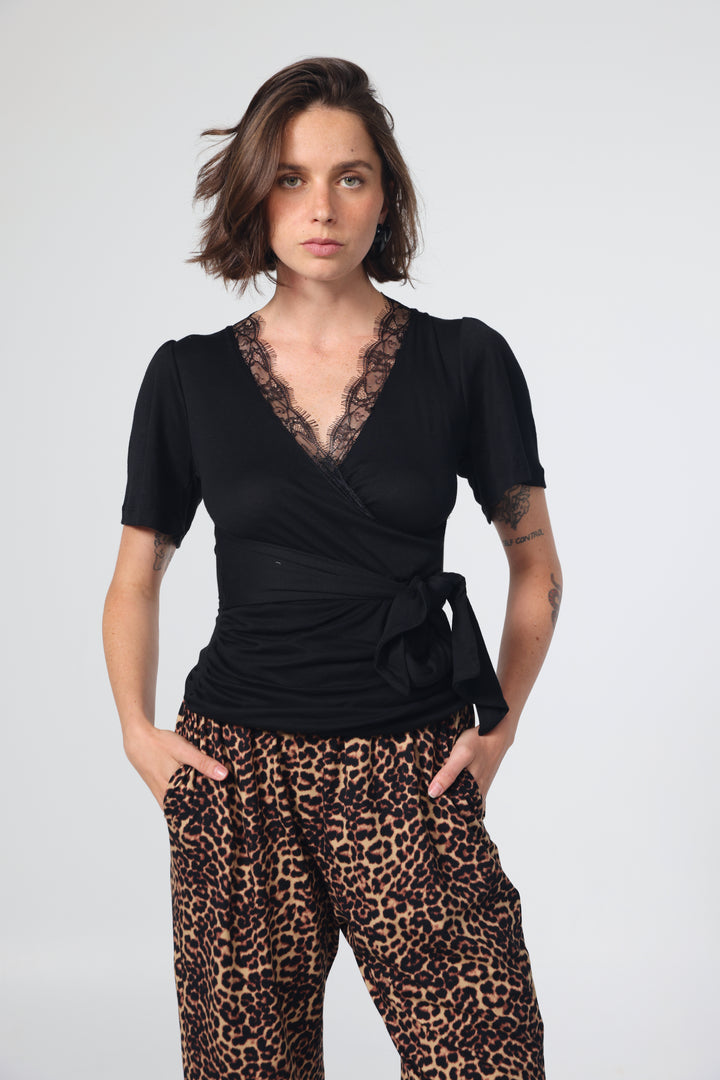 Hug Black Wrap T-Shirt