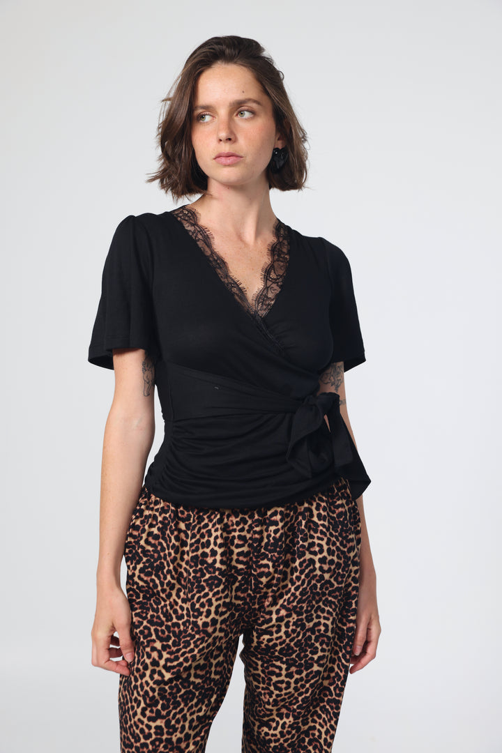 Hug Black Wrap T-Shirt