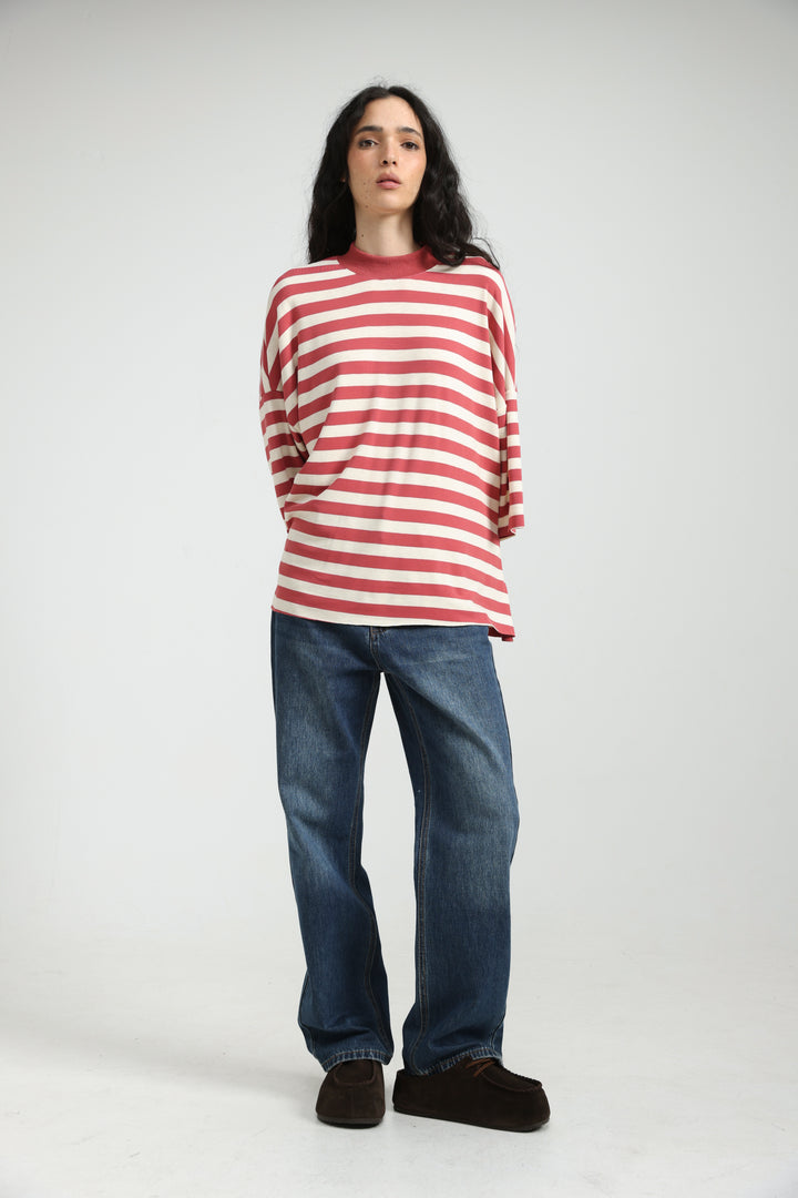 Boyfriend Red Striped T-Shirt