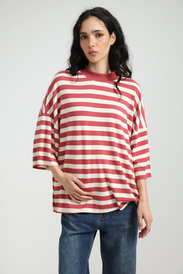 Boyfriend Red Striped T-Shirt