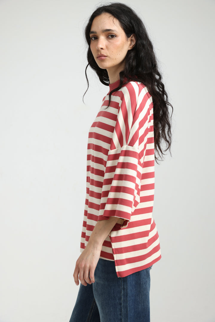 Boyfriend Red Striped T-Shirt