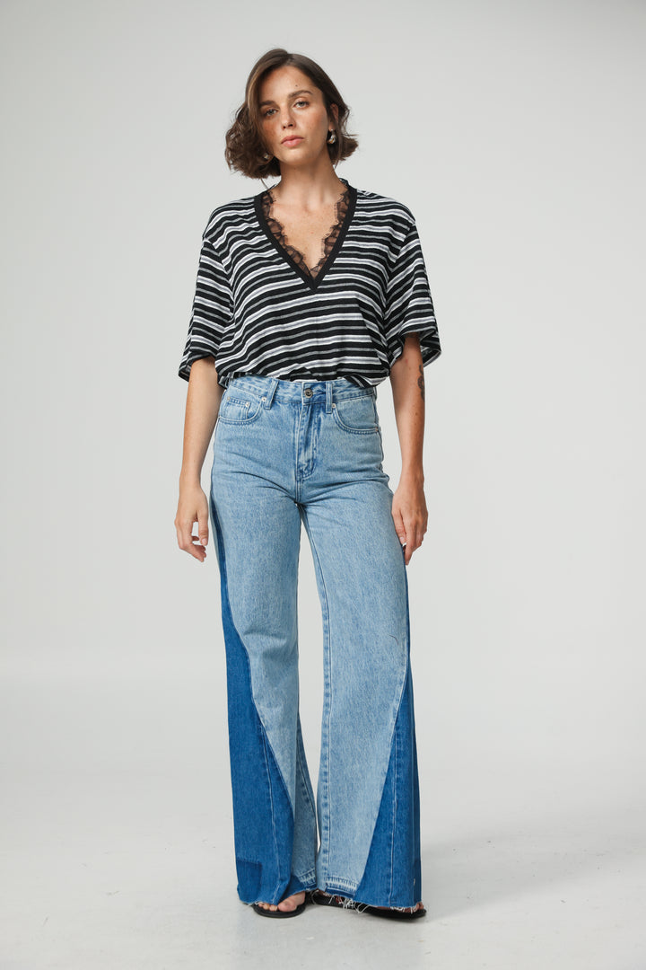Glow Black Striped T-Shirt