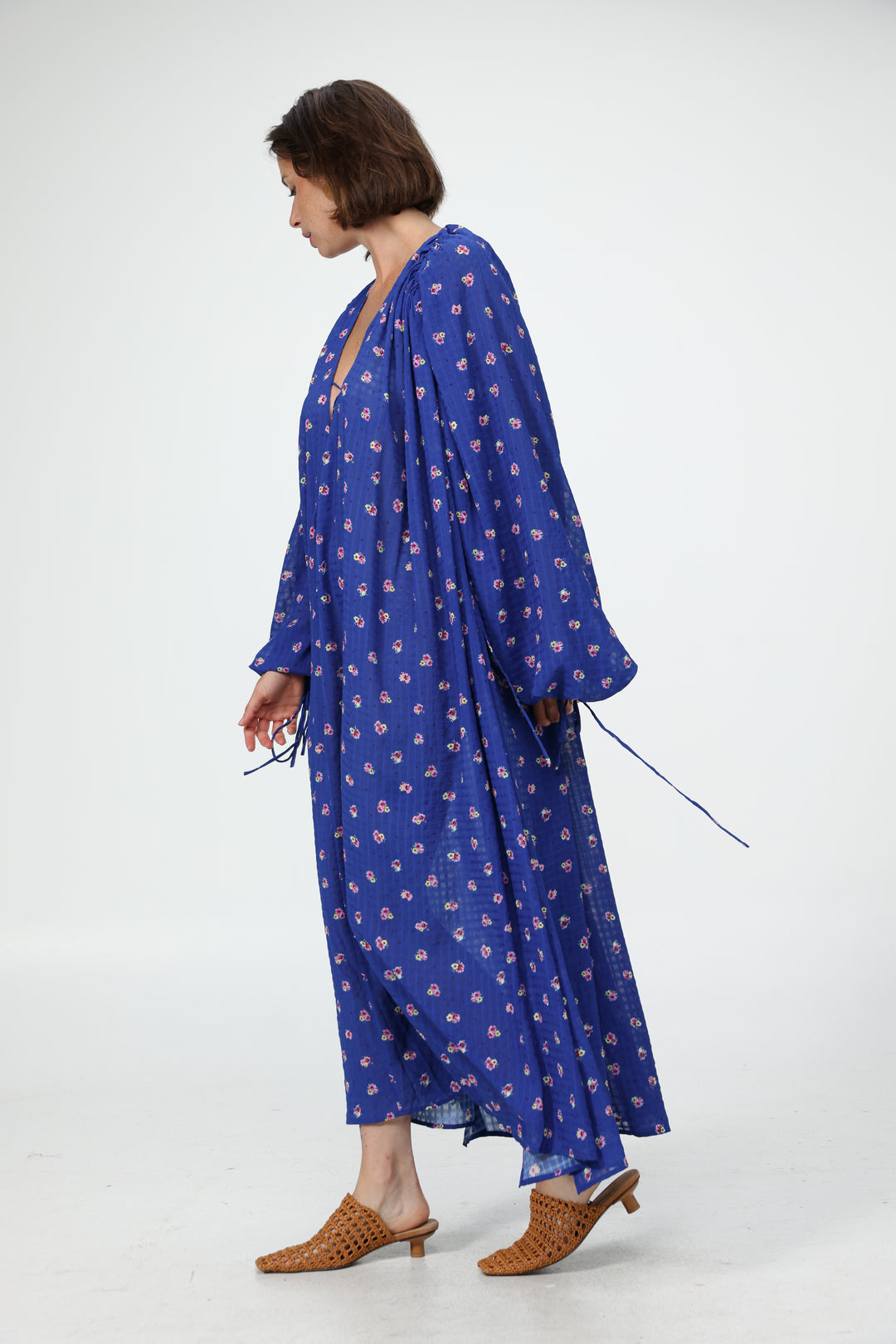 Oversized Blue Floral Maxi Dress