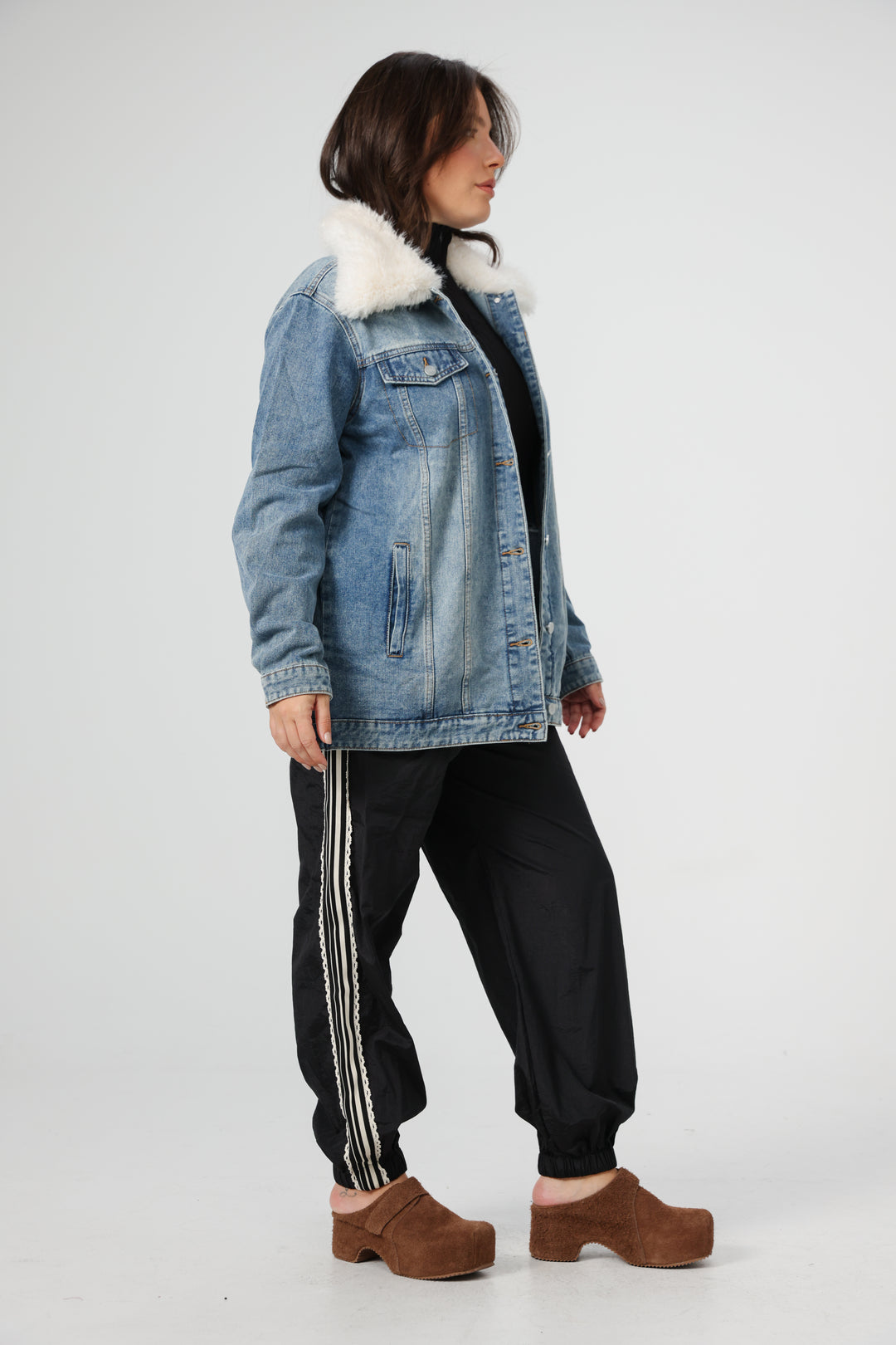 Fur Blue Denim Jacket