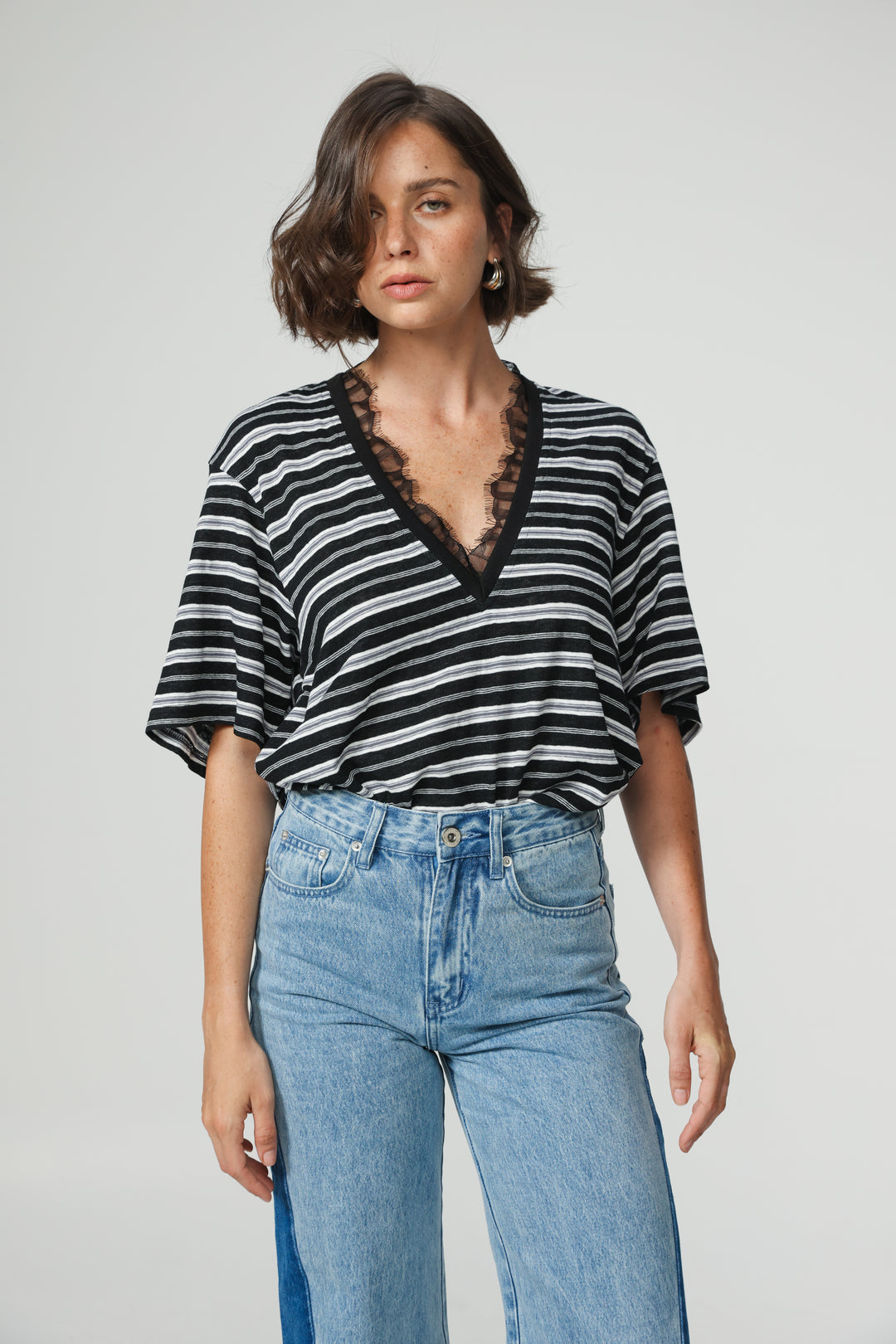 Glow Black Striped T-Shirt