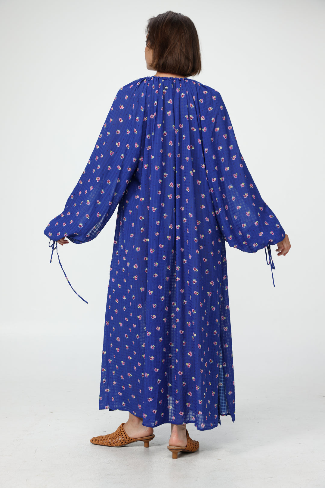 Oversized Blue Floral Maxi Dress