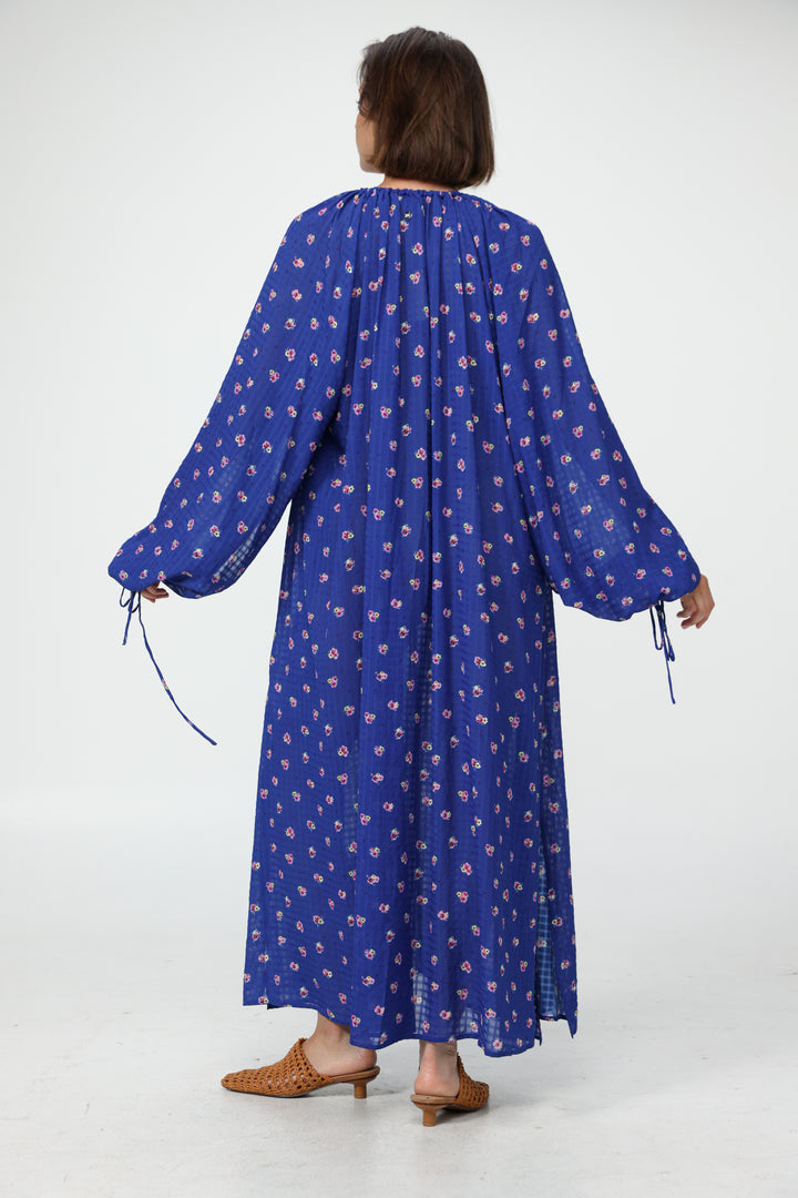 Oversized Blue Floral Maxi Dress