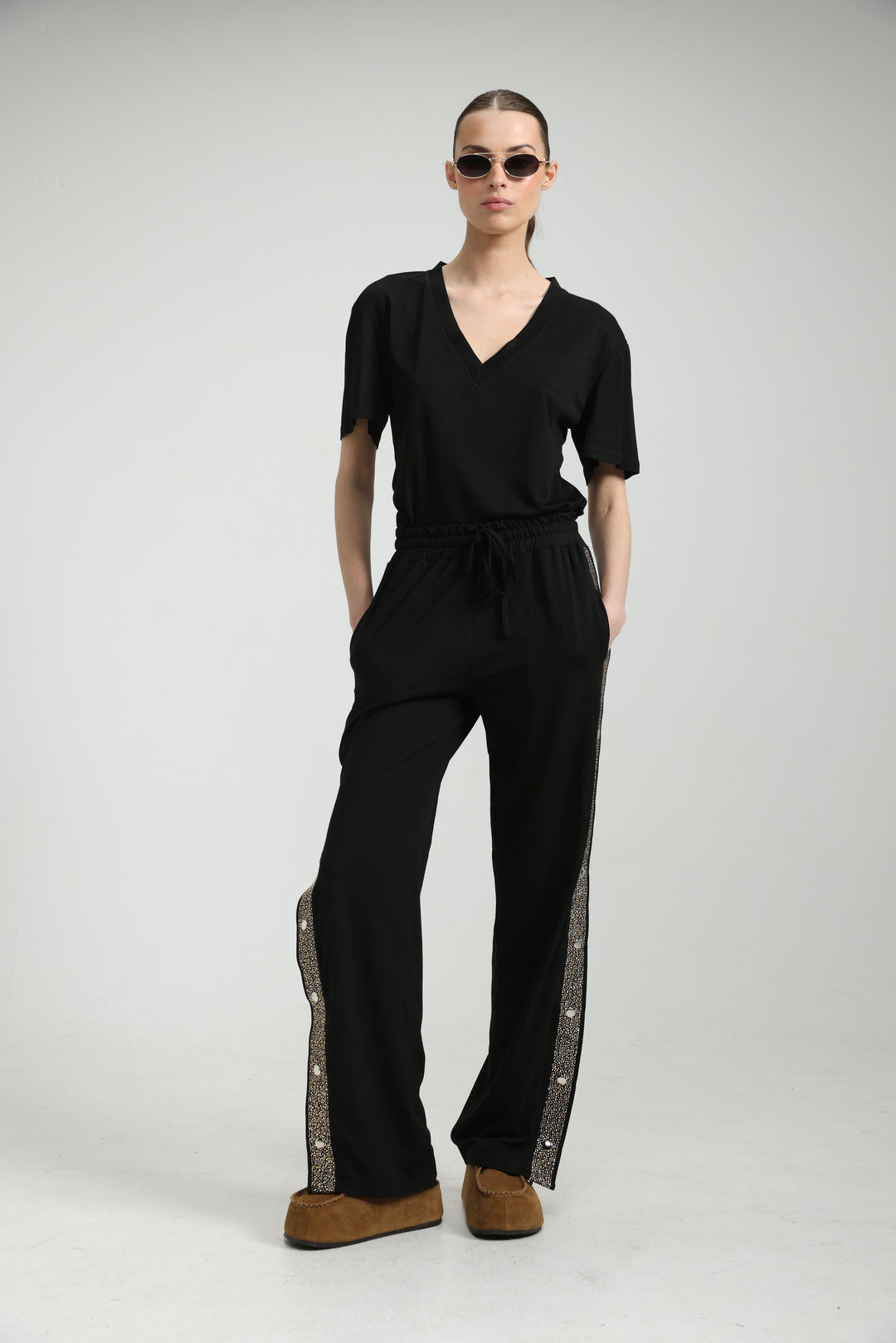 Popper Black/Rhinestones Joggers